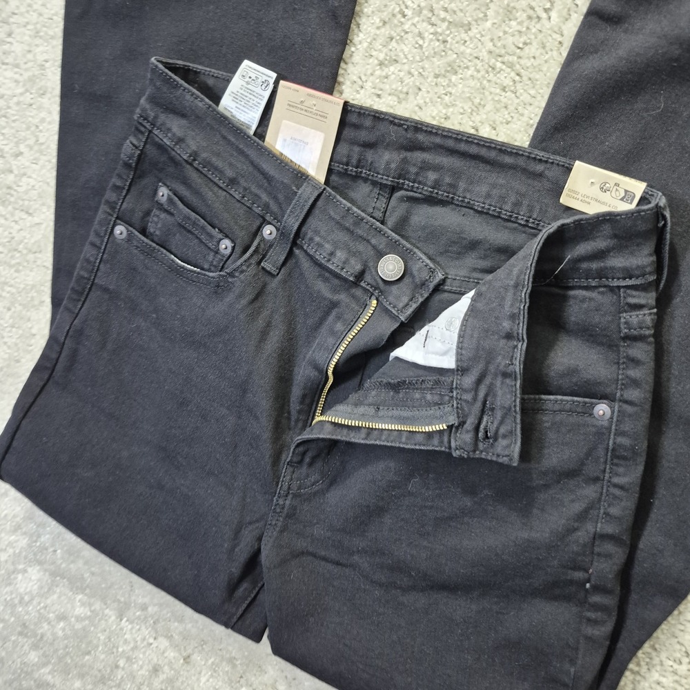 Levis Jeans 726 High Rise Flare Womens 29/30 Black Slim Stretch Disco 70s Retro - Picture 2 of 14